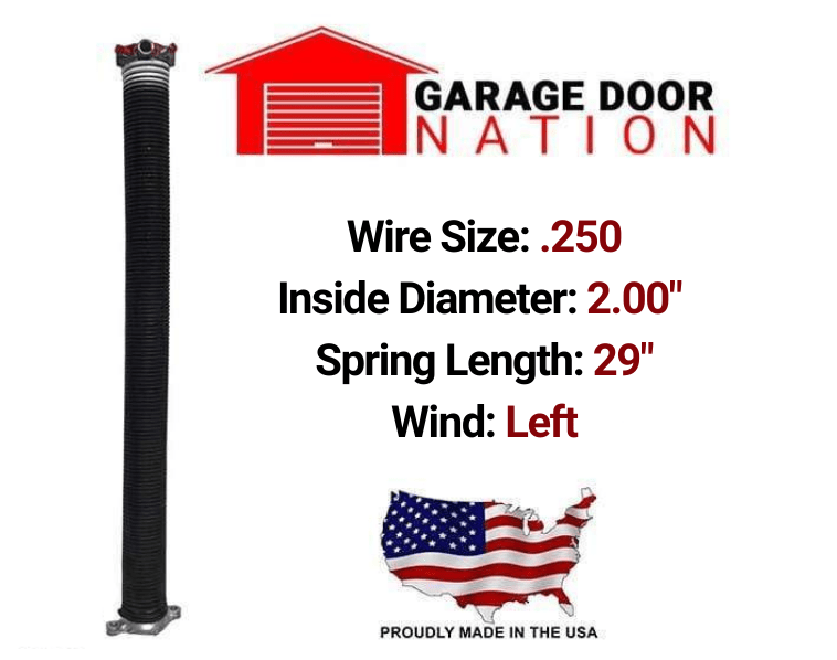 Garage Door Torsion Spring - Left Wound .250 x 2.00" x 29"