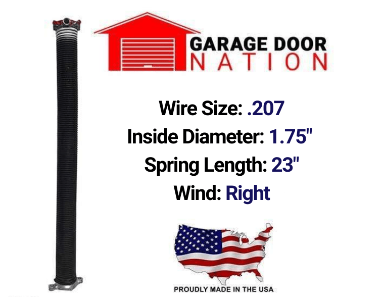 Garage Door Torsion Spring - Right Wound .207 x 1.75" x 23"