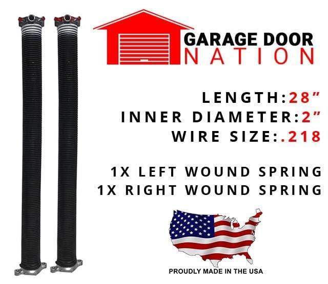 Garage Door Torsion Springs - Pair .218 x 2.00" x 28"