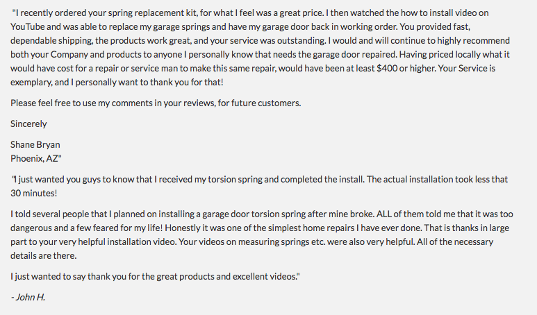 Garage Door Torsion Springs Replacement Kit - 2 Springs + Parts! (fix broken springs)