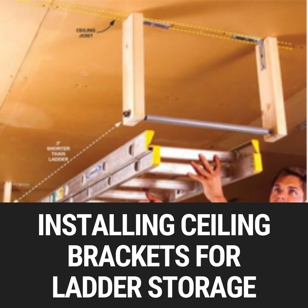 Ceiling ladder hangers for garage best sale